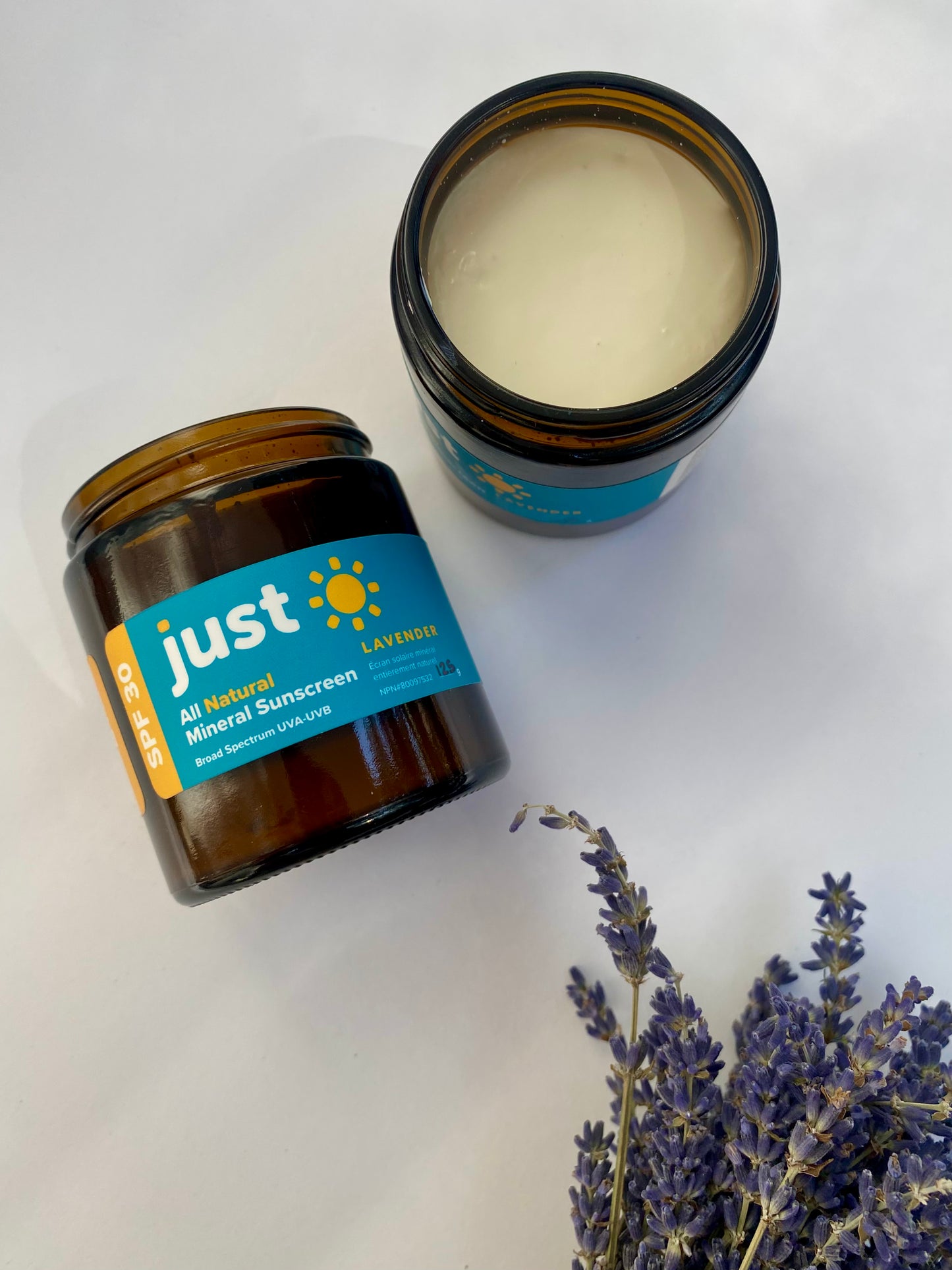 Original Body Sunscreen Lavender in Refillable 4oz Glass or Plastic Jar